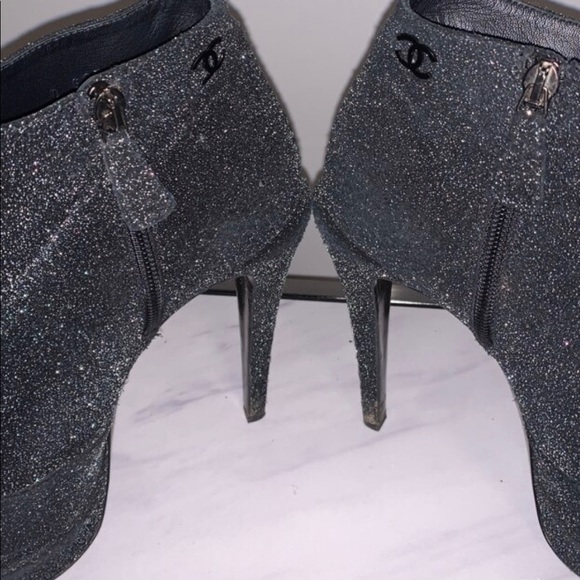 Chanel Grey Suede CC Ankle Boots - Picture 2 of 6